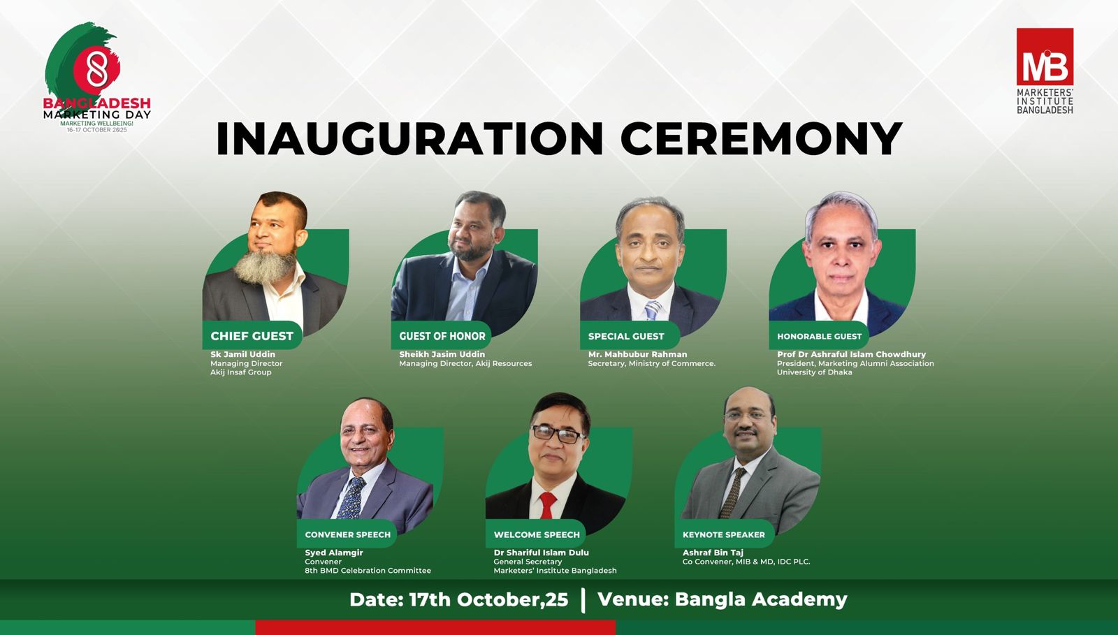 Inauguration Ceremony at 9:30 am