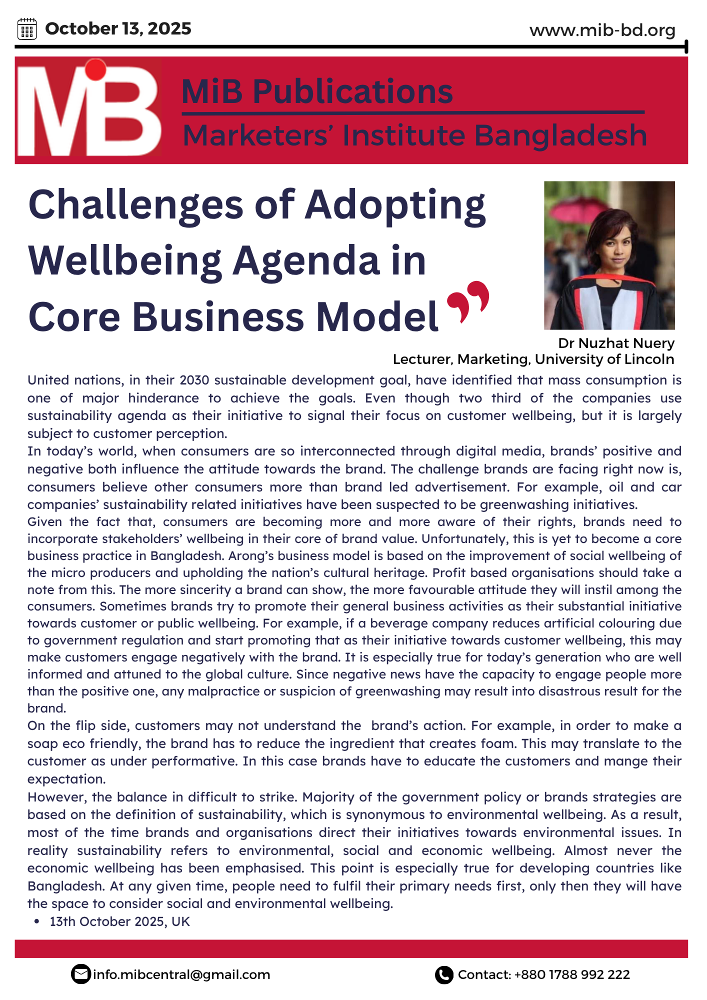 Challenges of Adopting Wellbeing Agenda in Core Business Model